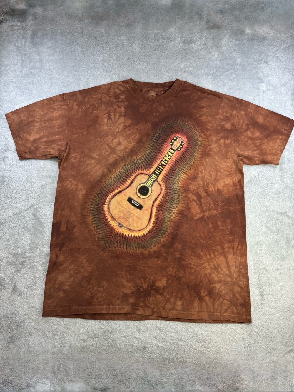 The Mountain 3XL Brown Guitar Graphic Tie Dye Tee Made USA